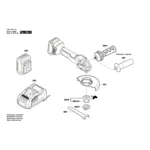 для аккумуляторной шлифмашины Bosch GWS 18V-10 18 V 3601JG3201, деталировка 2