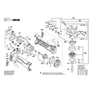 для аккумуляторной шлифмашины Bosch GWS 18V-10 18 V 3601JJ4001, деталировка 1