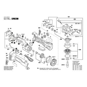 для аккумуляторной шлифмашины Bosch GWS 18V-10 PC 18 V 3601JG3E01, деталировка 1