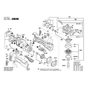 для аккумуляторной шлифмашины Bosch GWS 18V-10 PSC 18 V 3601JG3F01, деталировка 1