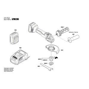 для аккумуляторной шлифмашины Bosch GWS 18V-10 PSC 18 V 3601JG3F01, деталировка 2