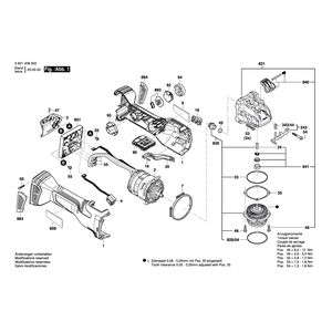 для аккумуляторной шлифмашины Bosch GWS 18V-15 SC X-Lock 18 V 3601JH6502, деталировка 1