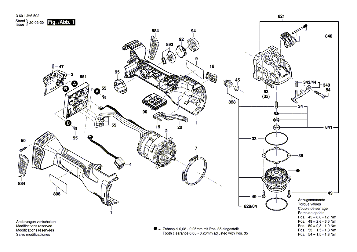 для аккумуляторной шлифмашины Bosch GWS 18V-15 SC X-Lock 18 V 3601JH6502, деталировка 1