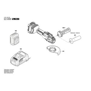 для аккумуляторной шлифмашины Bosch GWS 18V-15 SC X-Lock 18 V 3601JH6502, деталировка 2