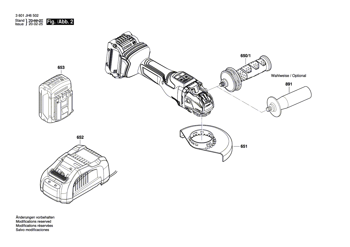 для аккумуляторной шлифмашины Bosch GWS 18V-15 SC X-Lock 18 V 3601JH6502, деталировка 2