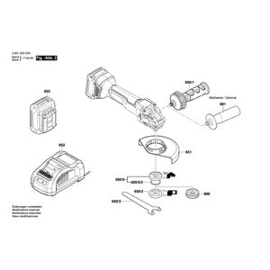 для аккумуляторной шлифмашины Bosch GWS 18V-45PSC 18V 3601JG3E00, деталировка 2