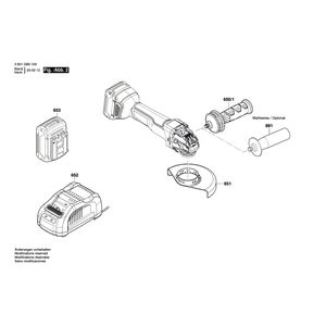 для аккумуляторной шлифмашины Bosch GWX 18V-10 18V 3601GB0100, деталировка 2