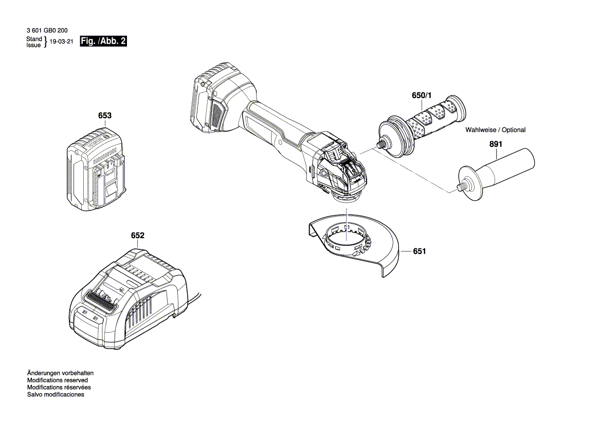 для аккумуляторной шлифмашины Bosch GWX 18V-10 C 18V 3601GB0200, деталировка 2