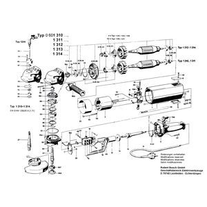 для угловой шлифмашины Bosch 220 V 0601310003, деталировка 1