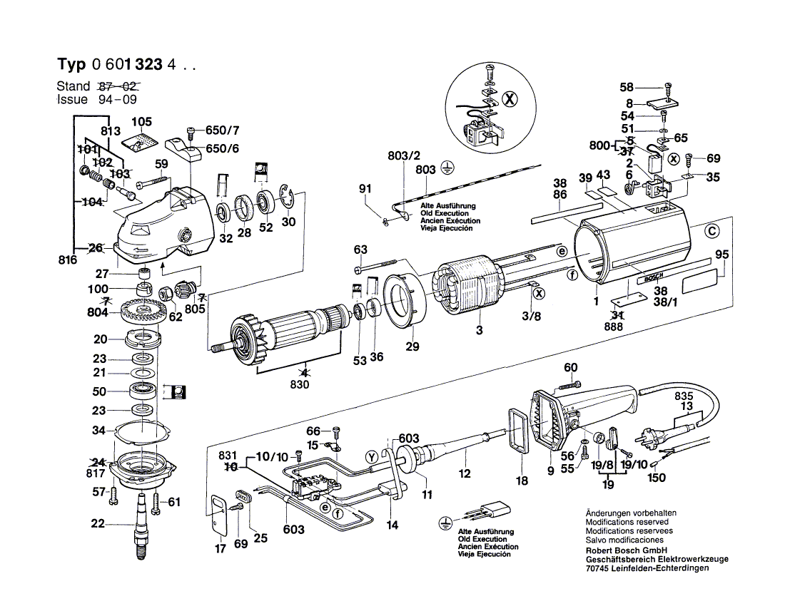 для угловой шлифмашины Bosch 220 V 0601323403, деталировка 1