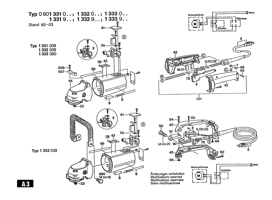 для угловой шлифмашины Bosch 220 V 0601331003, деталировка 2