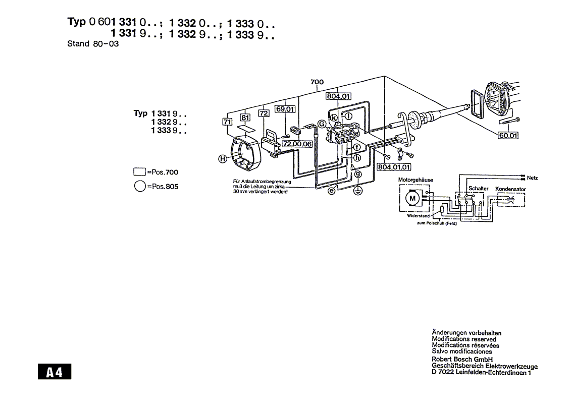 для угловой шлифмашины Bosch 220 V 0601331003, деталировка 3