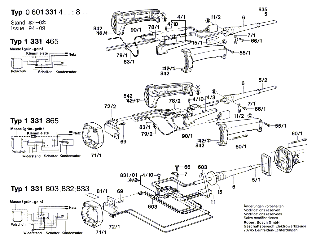 для угловой шлифмашины Bosch 220 V 0601331403, деталировка 3