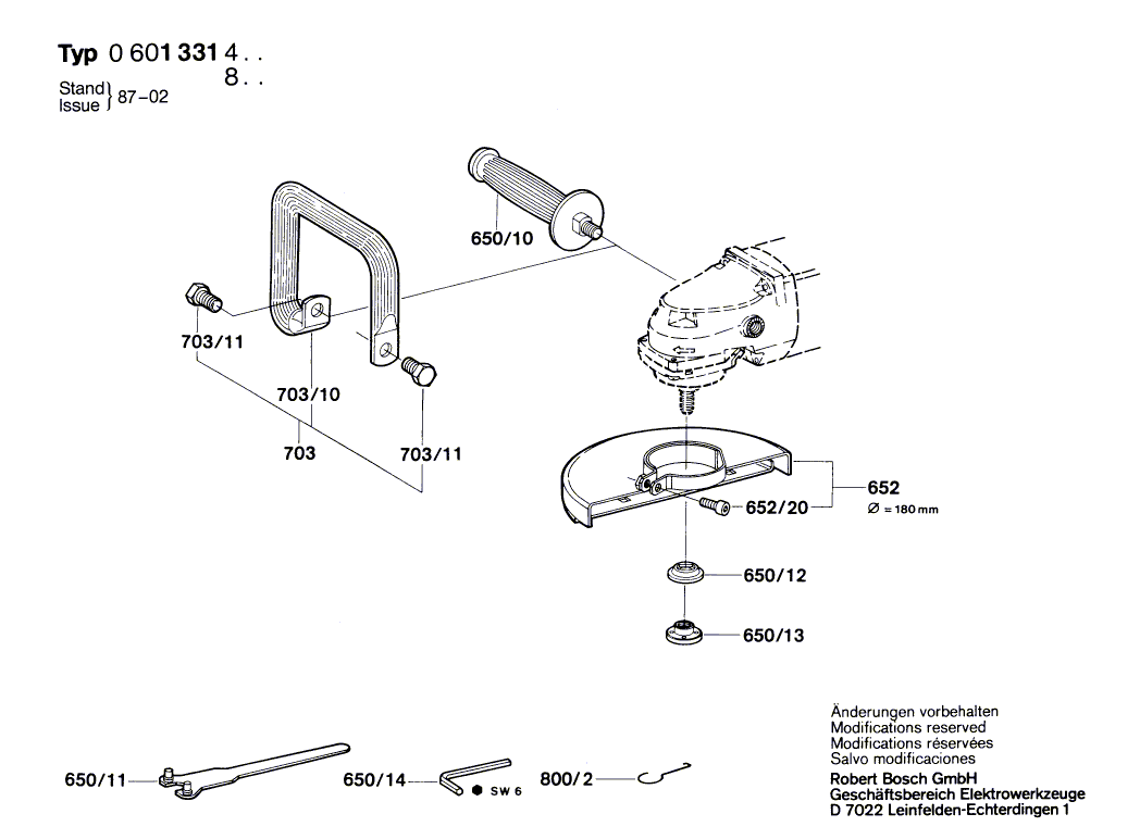 для угловой шлифмашины Bosch 220 V 0601331803, деталировка 4