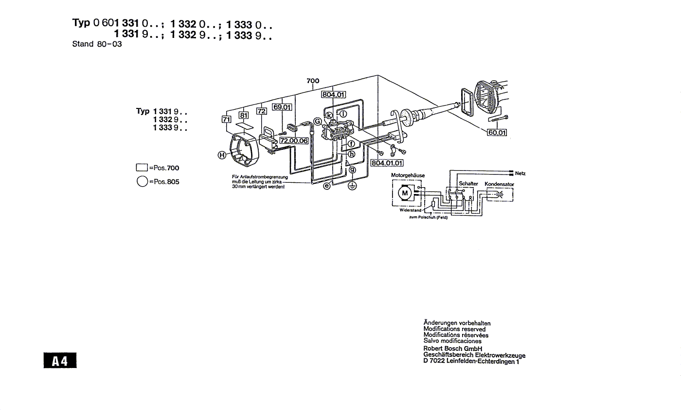 для угловой шлифмашины Bosch 220 V 0601332903, деталировка 3