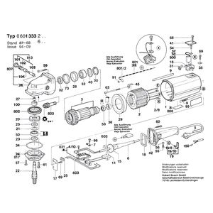 для угловой шлифмашины Bosch 220 V 0601333203, деталировка 1