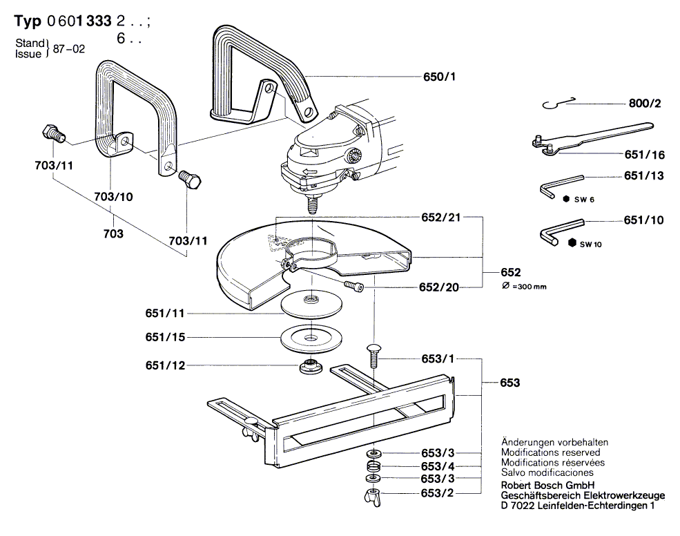 для угловой шлифмашины Bosch 220 V 0601333203, деталировка 2