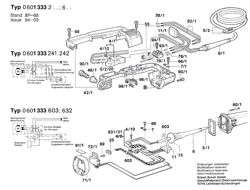 для угловой шлифмашины Bosch 220 V 0601333203, деталировка 3