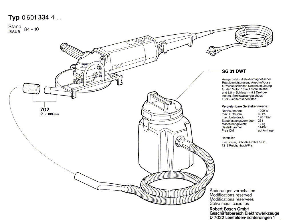 для угловой шлифмашины Bosch 220 V 0601334403, деталировка 4