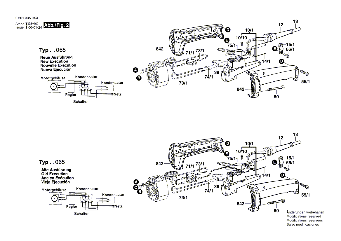 для угловой шлифмашины Bosch 220 V 0601335003, деталировка 2