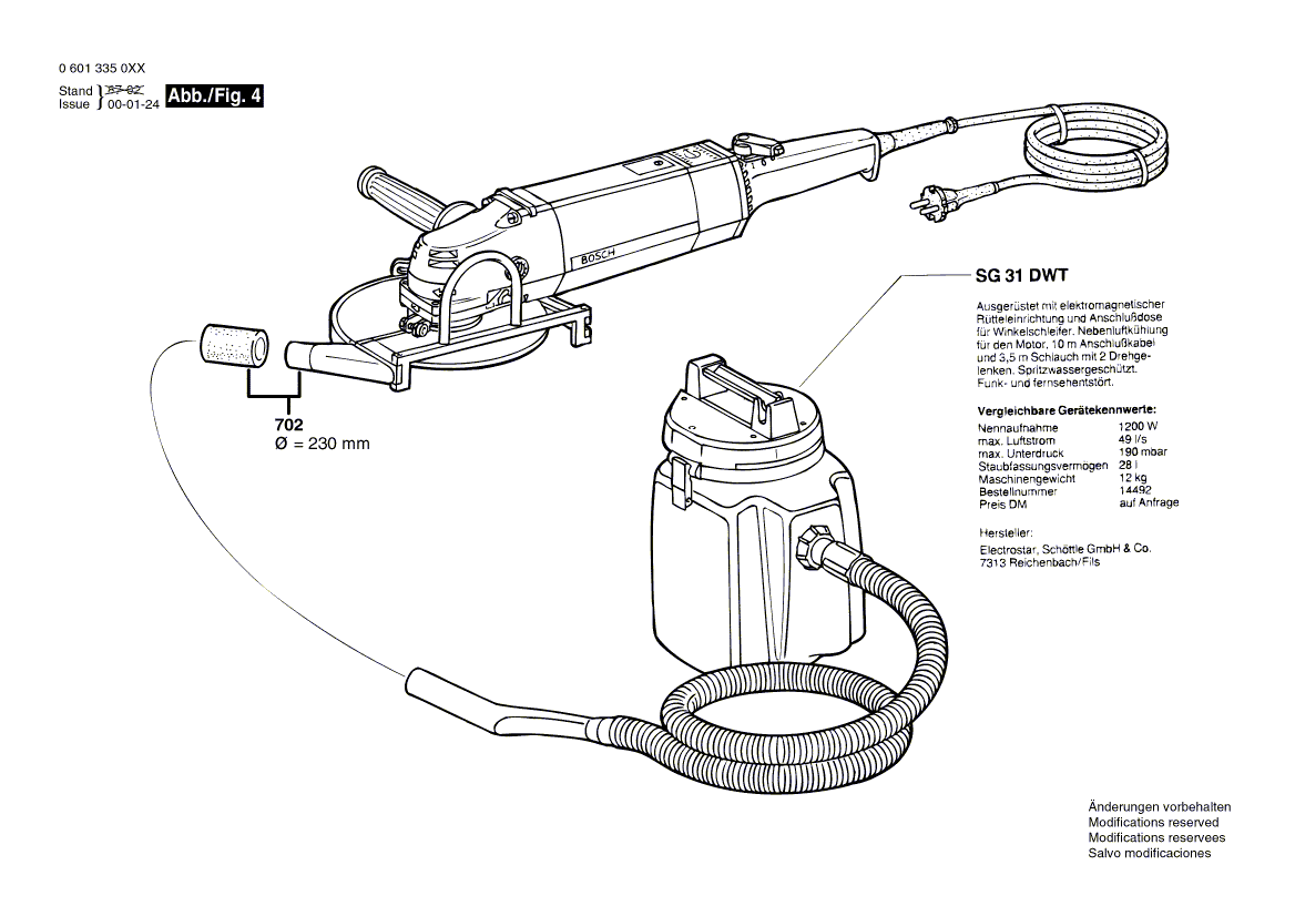 для угловой шлифмашины Bosch 220 V 0601335003, деталировка 4