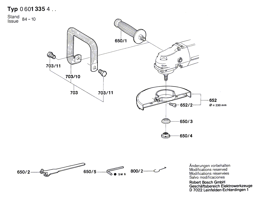 для угловой шлифмашины Bosch 220 V 0601335403, деталировка 2