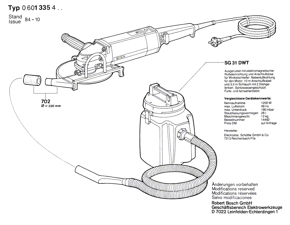 для угловой шлифмашины Bosch 220 V 0601335403, деталировка 3