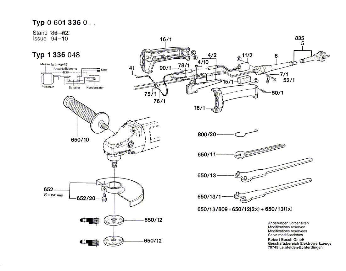 для угловой шлифмашины Bosch 220 V 0601336003, деталировка 2