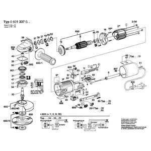 для угловой шлифмашины Bosch 220 V 0601337003, деталировка 1