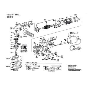 для угловой шлифмашины Bosch 220 V 0601338003, деталировка 1