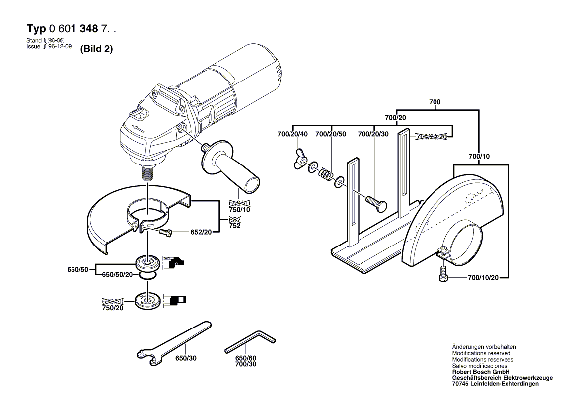 для угловой шлифмашины Bosch 230 V 0601348703, деталировка 2