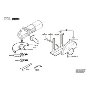 для угловой шлифмашины Bosch GEWS 1348.0 230 V 0601348003, деталировка 2