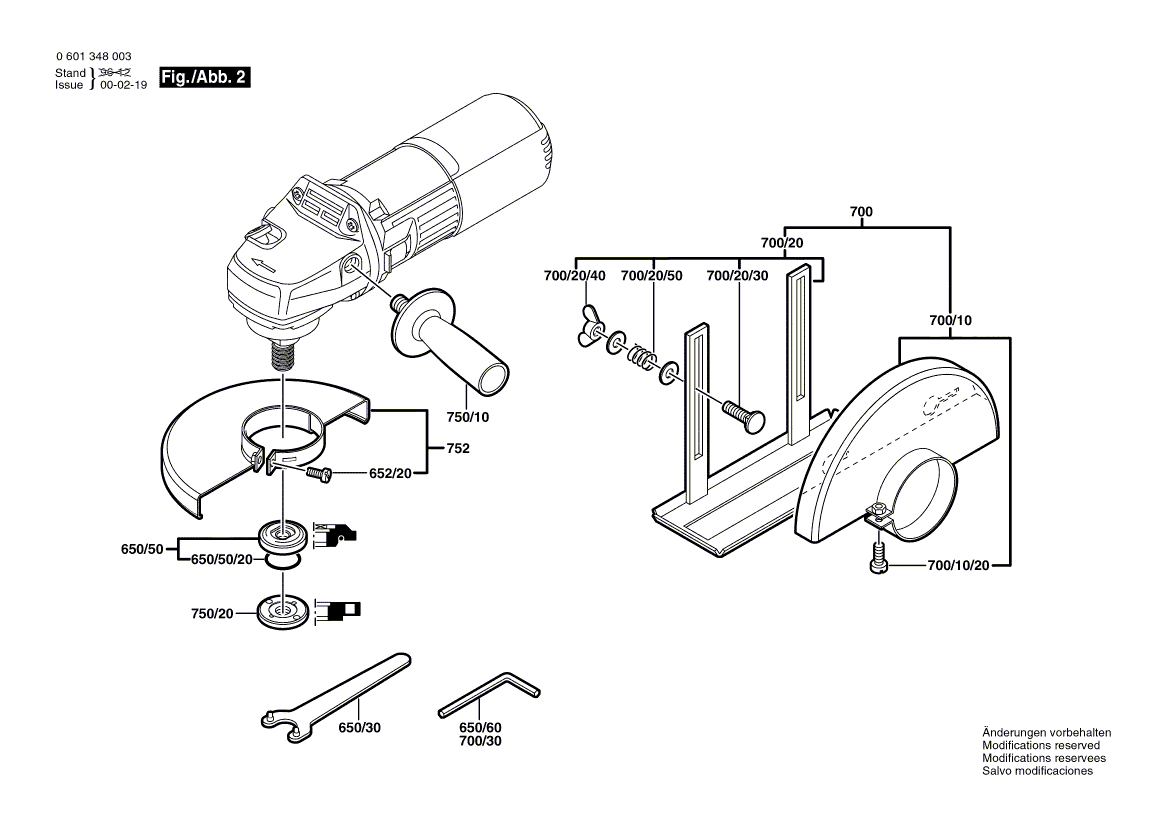 для угловой шлифмашины Bosch GEWS 1348.0 230 V 0601348003, деталировка 2