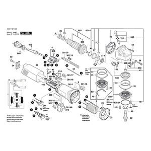 для угловой шлифмашины Bosch GWS 10-125 230 V 3601H21000, деталировка 1