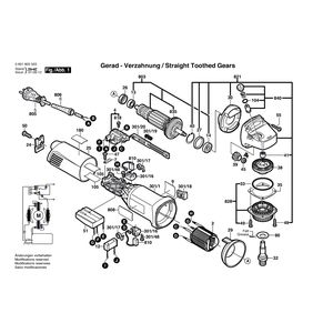 для угловой шлифмашины Bosch GWS 10-125 C 230 V 0601802503, деталировка 1