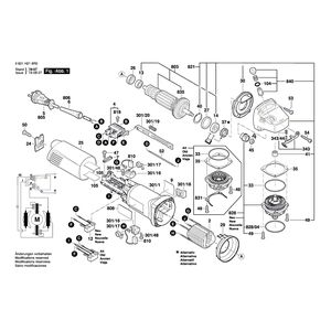 для угловой шлифмашины Bosch GWS 1000 230 V 3601H218R0, деталировка 1