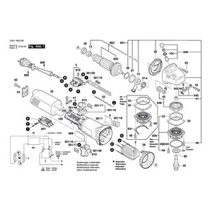 для угловой шлифмашины Bosch GWS 1000 230 V 3601H28400, деталировка 1