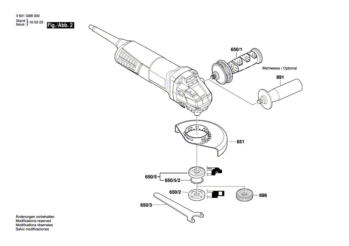 для угловой шлифмашины Bosch GWS 11-125 230 V 3601G9D000, деталировка 2