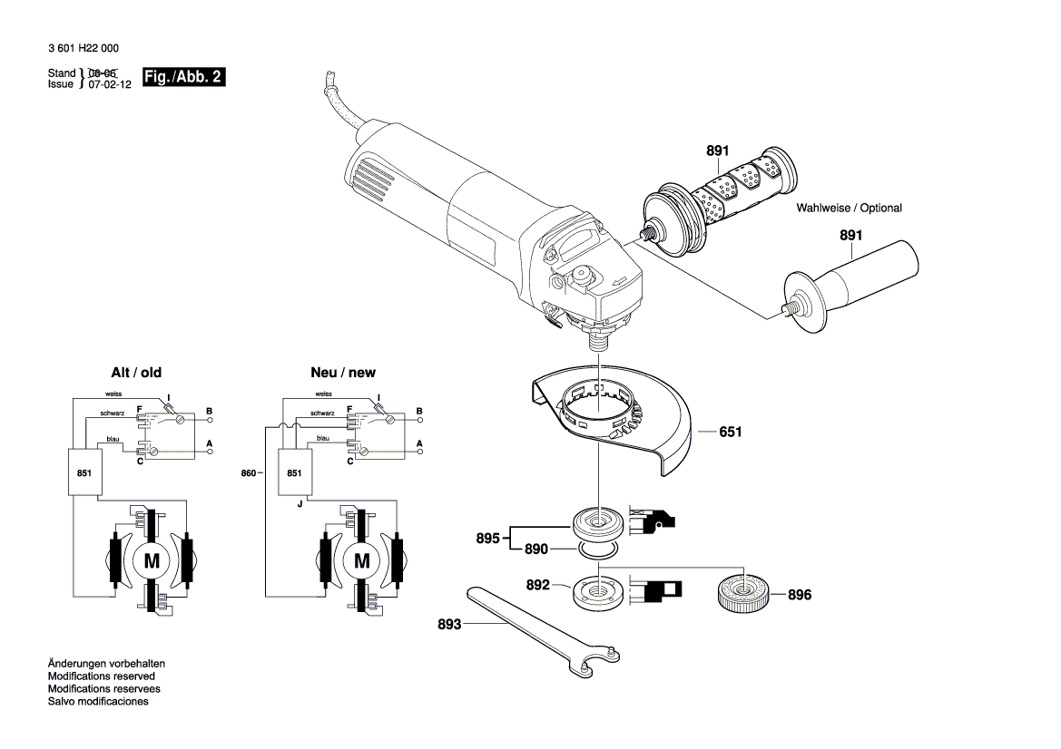 для угловой шлифмашины Bosch GWS 11-125 CI 230 V 3601H22000, деталировка 2