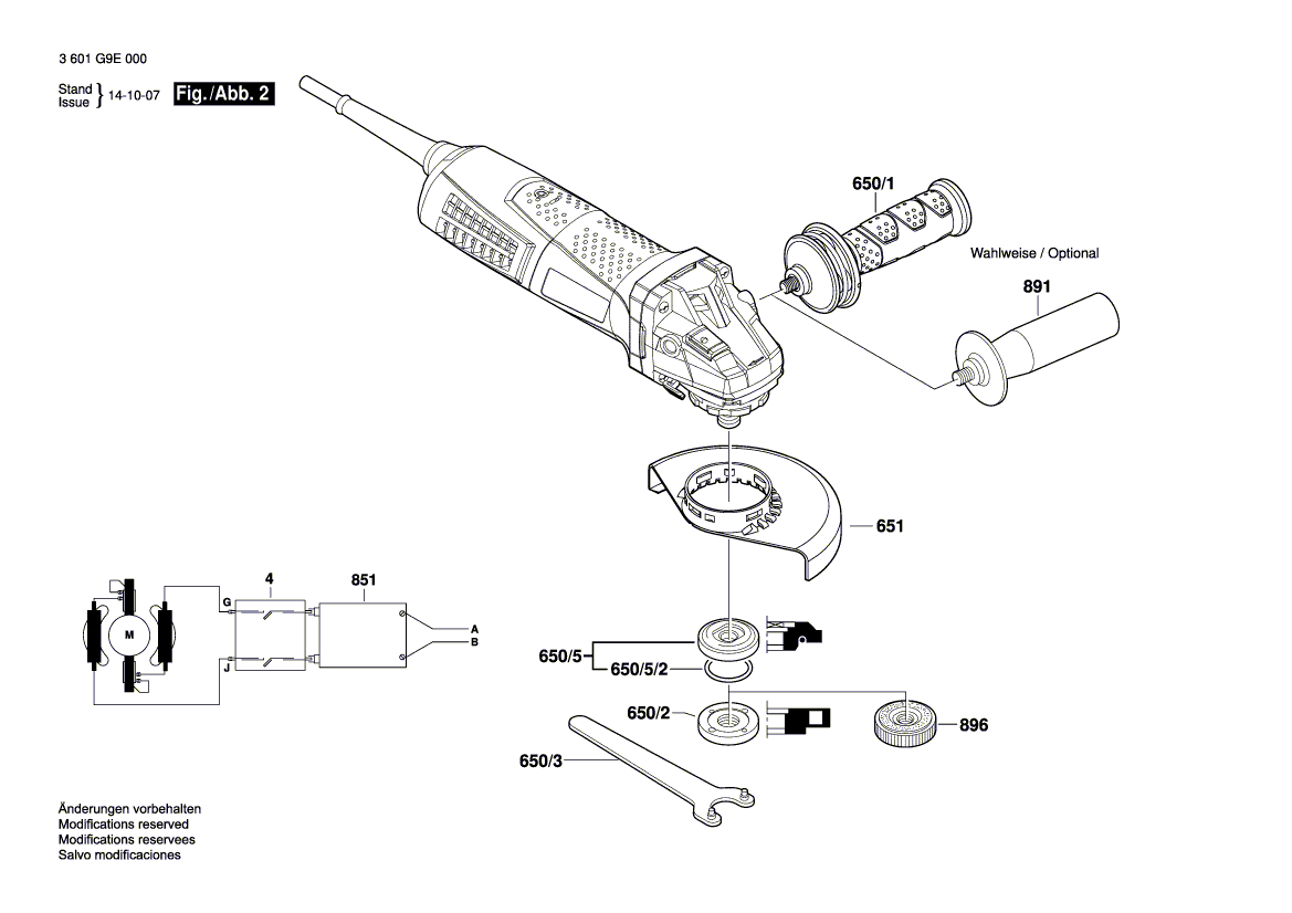 для угловой шлифмашины Bosch GWS 13-125 CI 230 V 3601G9E000, деталировка 2