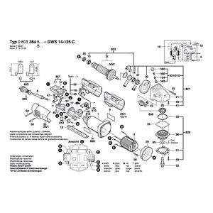 для угловой шлифмашины Bosch GWS 14-125 C 230 V 0601384603, деталировка 1