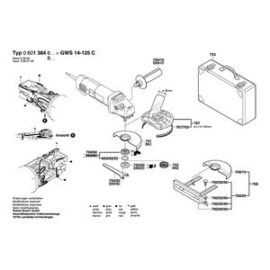 для угловой шлифмашины Bosch GWS 14-125 C 230 V 0601384603, деталировка 2