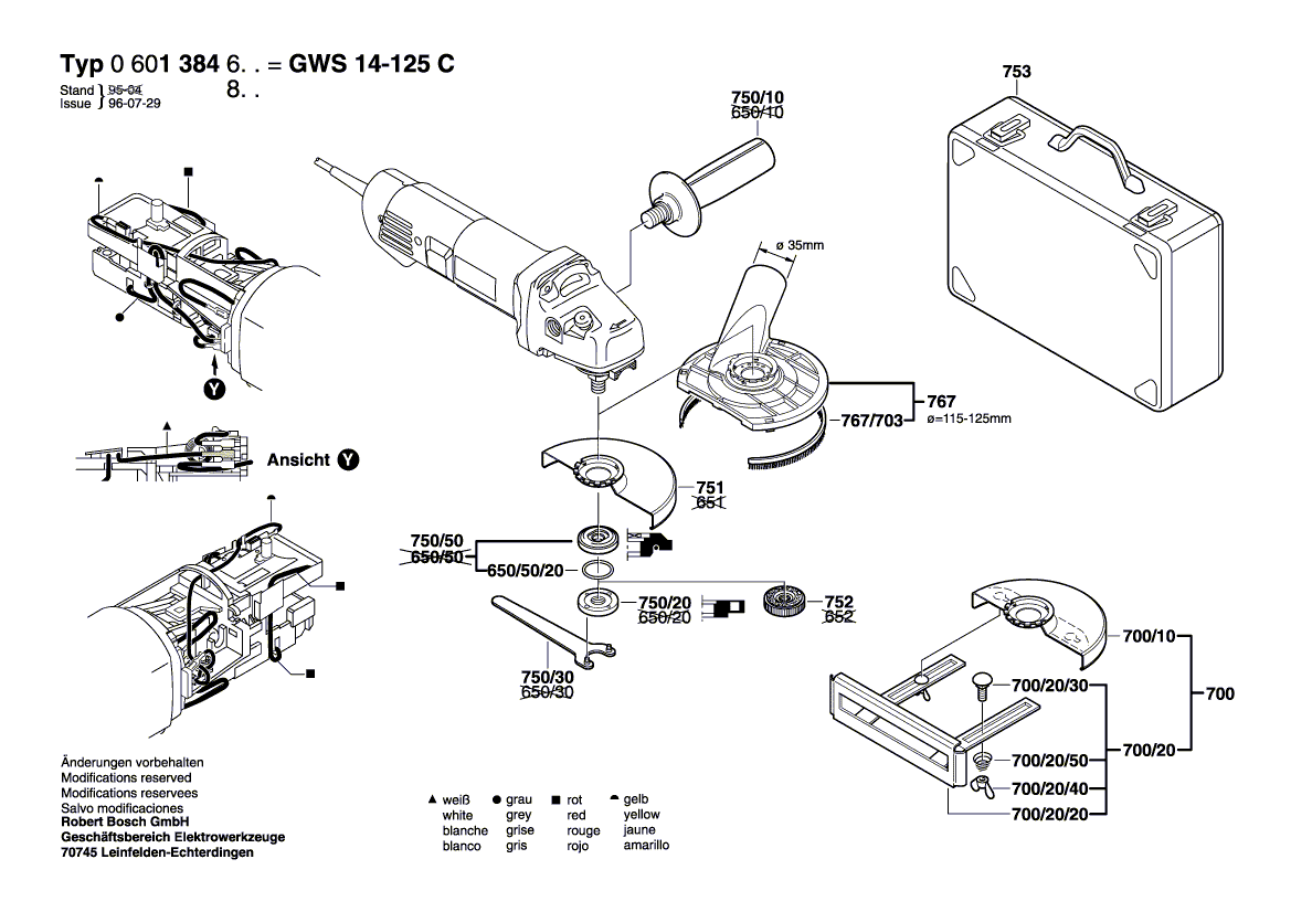 для угловой шлифмашины Bosch GWS 14-125 C 230 V 0601384603, деталировка 2