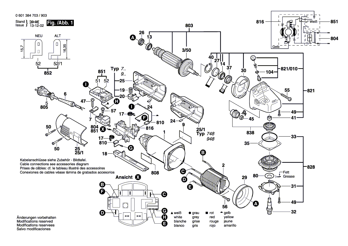 для угловой шлифмашины Bosch GWS 14-125 C 230 V 0601384703, деталировка 1