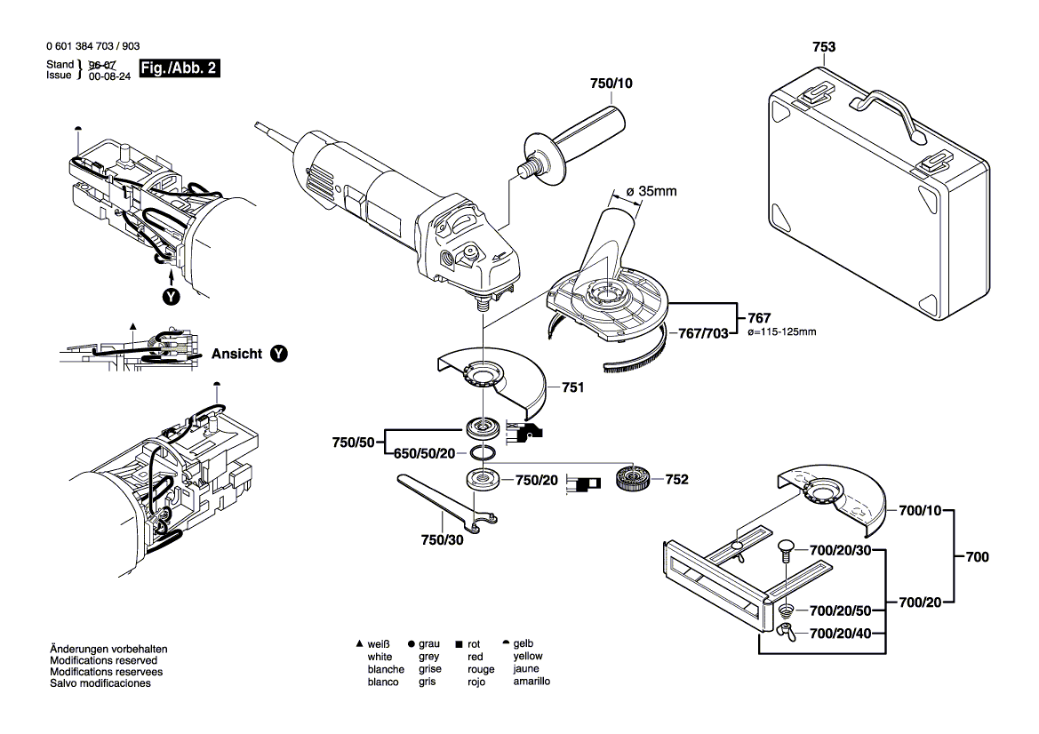 для угловой шлифмашины Bosch GWS 14-125 C 230 V 0601384703, деталировка 2