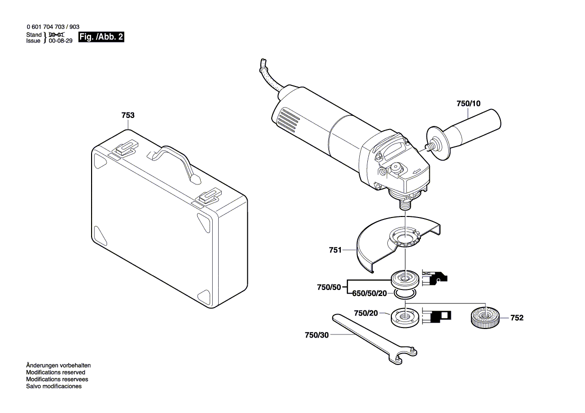 для угловой шлифмашины Bosch GWS 14-125 C 230 V 0601704703, деталировка 2