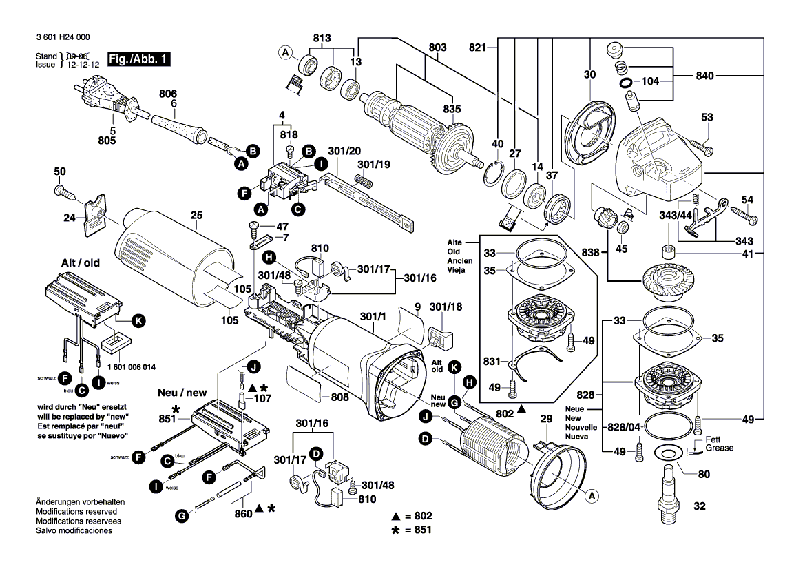 для угловой шлифмашины Bosch GWS 14-125 CI 230 V 3601H24000, деталировка 1