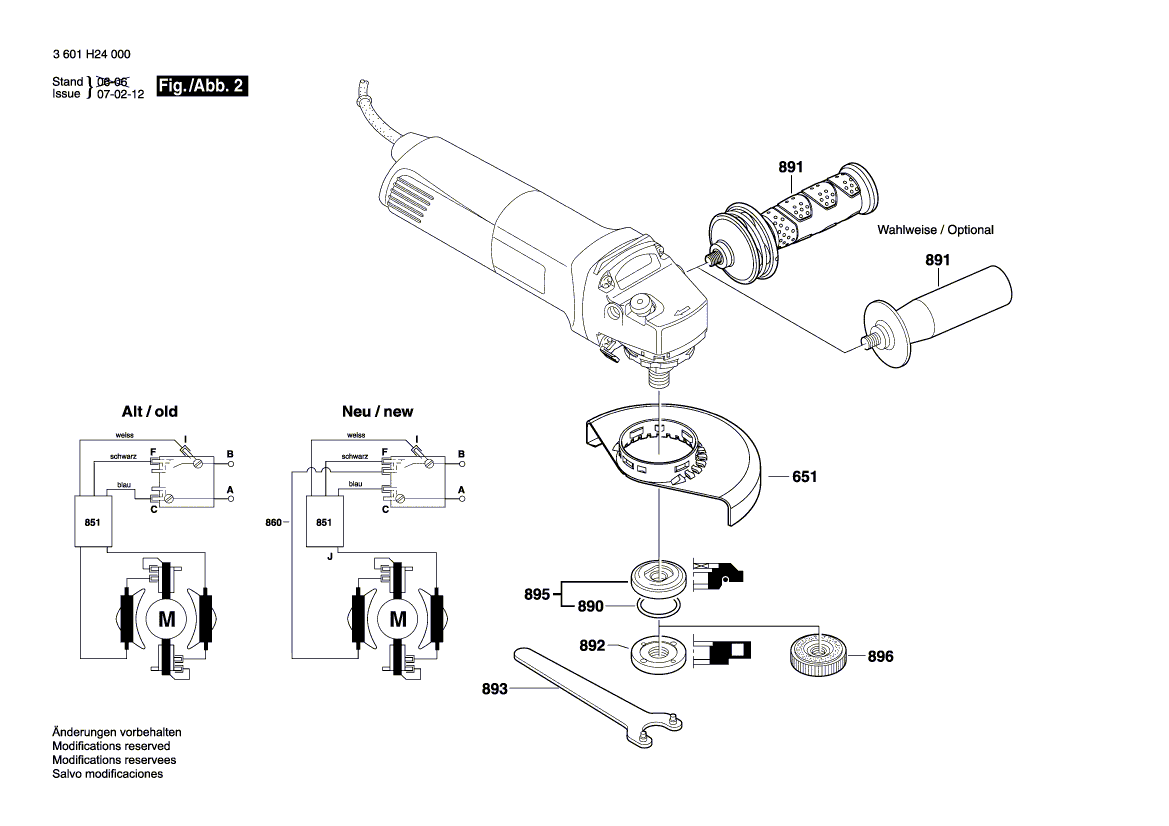 для угловой шлифмашины Bosch GWS 14-125 CIT 230 V 3601H29A30, деталировка 2