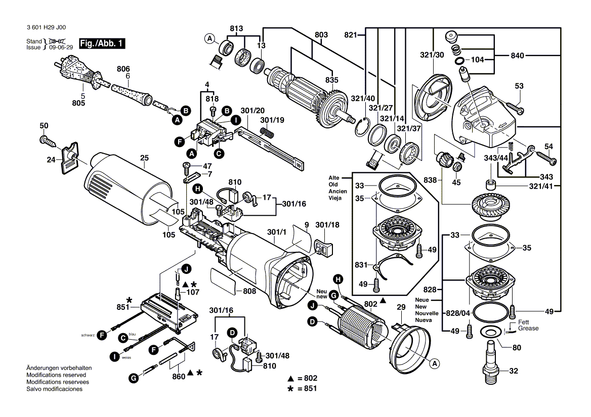 для угловой шлифмашины Bosch GWS 14-125 INOX 230 V 3601H29J00, деталировка 1