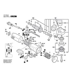 для угловой шлифмашины Bosch GWS 14-125CE 230 V 0601805503, деталировка 1